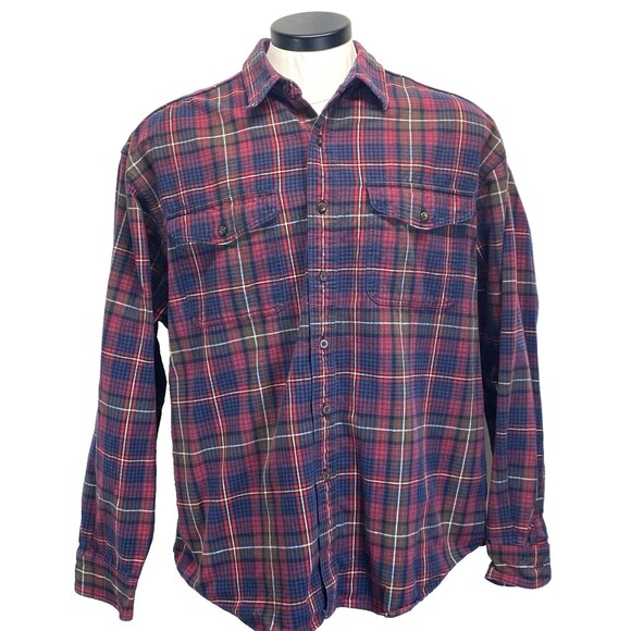 Eddie Bauer Shirt Men's XL Heavy Flannel Plaid Button Up Long Sleeve Pockets - Picture 1 of 11